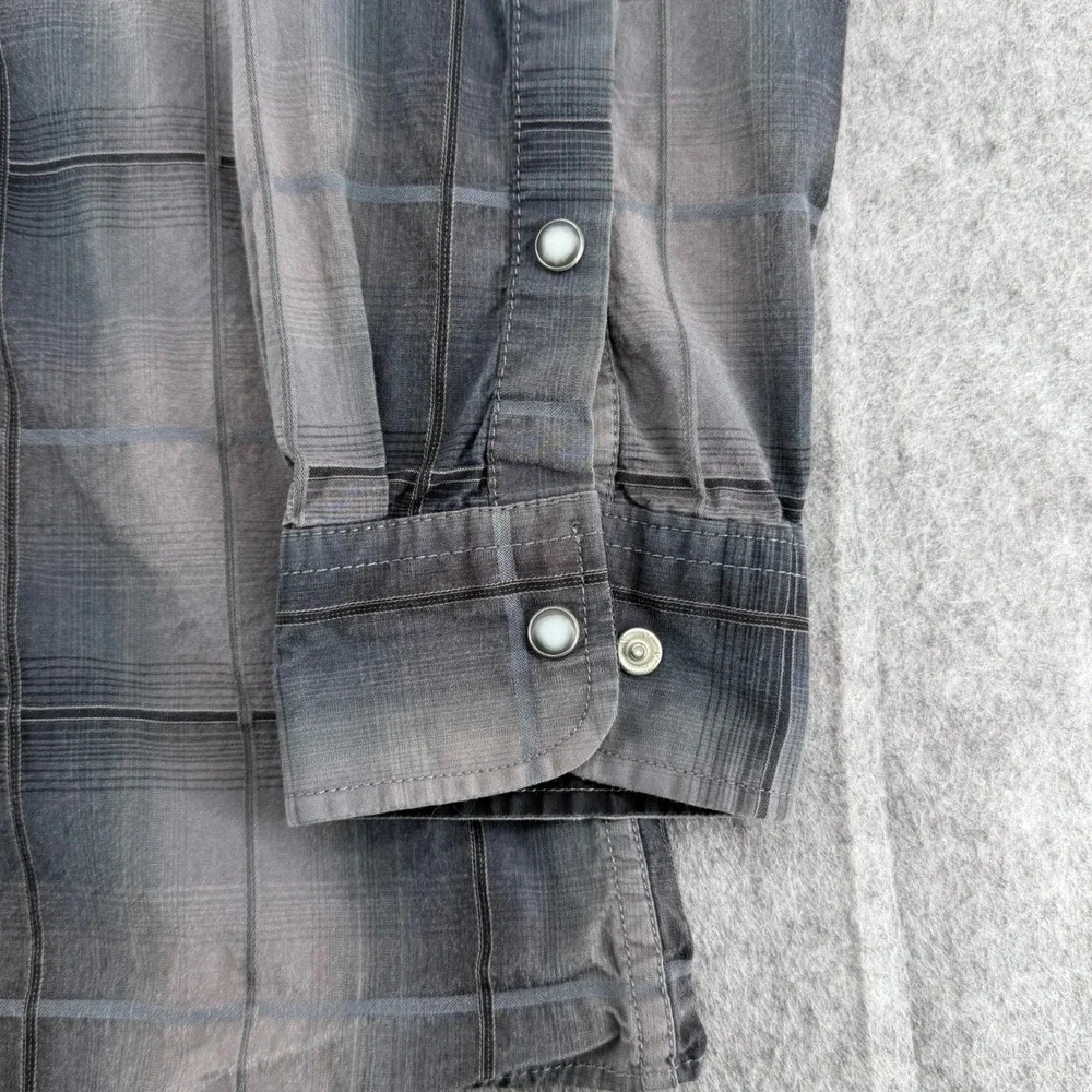 Rafter C Cavenders Mens Grey Plaid Western Pearl Snap Long Sleeve Shirt XL